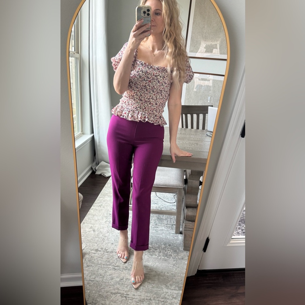 Deep Purple Women's Purple Dark Magenta Undertone Work Office Trouser Pants - Picture 3 of 16